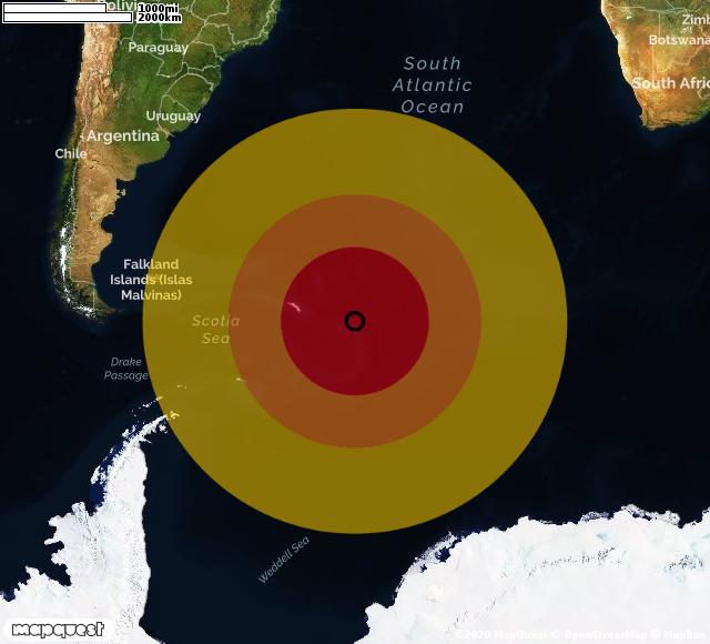 Scossa di terremoto registrata a Zavodovski Island (Regno Unito)