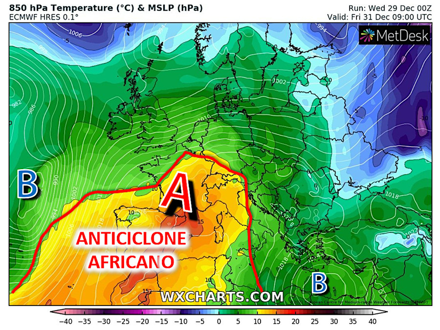 El anticiclón africano refuerza a Italia: una mayor estabilidad atmosférica está en camino