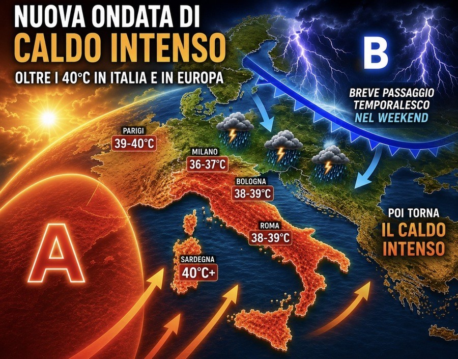 Meteo, i numeri della nuova fase calda: oltre 40°C in Sardegna, poi breve transito temporalesco. Parla Tedici