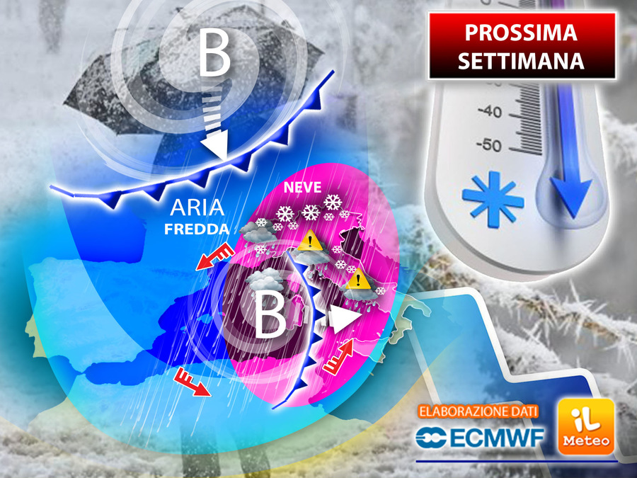 Na próxima semana, o inverno está aqui!  Ciclone polar com neve em direção à Itália a partir de terça-feira, pesadas consequências » ILMETEO.it