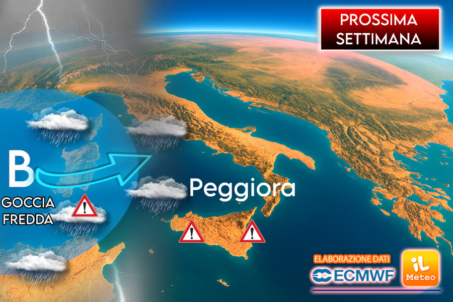 27/11/2025 - Meteo: Prossima Settimana, Goccia Fredda punta l'Italia, conseguenze da non sottovalutare