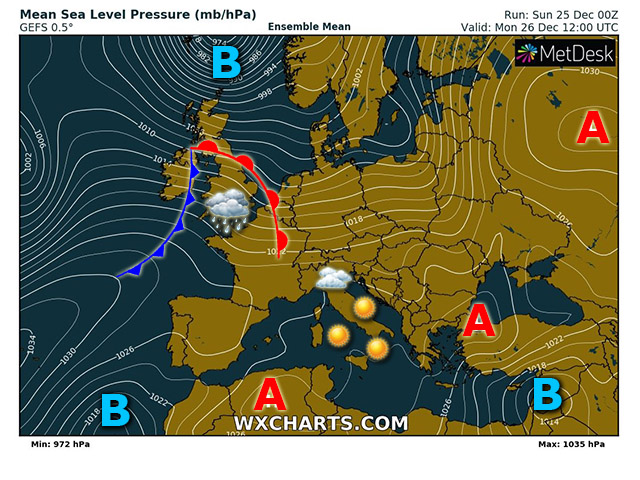 La situazione prevista per il giorno di Santo Stefano