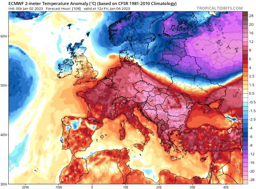 Temperatures average above 6/7°C in most parts of Italy