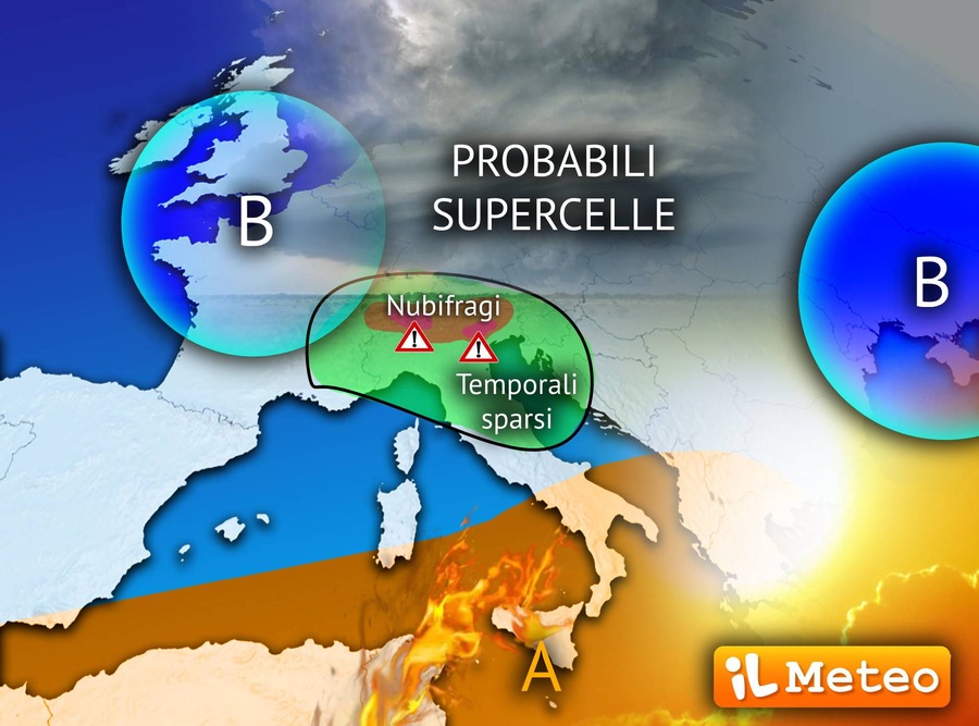 15/05/2024 - Meteo: rischio di 'Supercelle' temporalesche al Nord, Caldo fino a 38°C al Sud. Il punto di Lorenzo Tedici