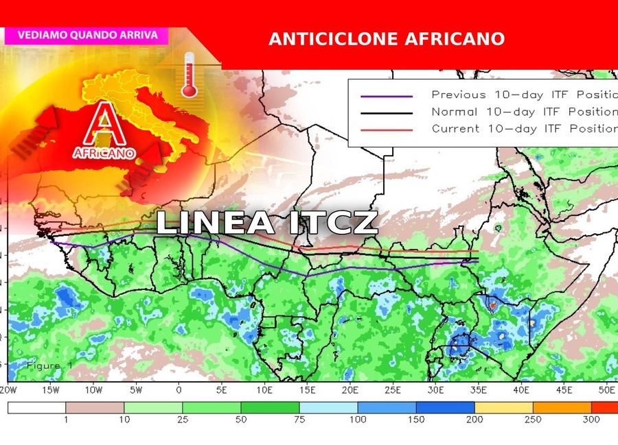 Meteo: l'Equatore Climatico (ITCZ) ha in mano il destino del Caldo Africano sull'Italia