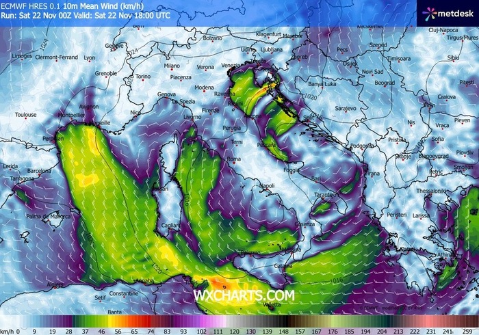 Venti burrasca nelle prossime ore