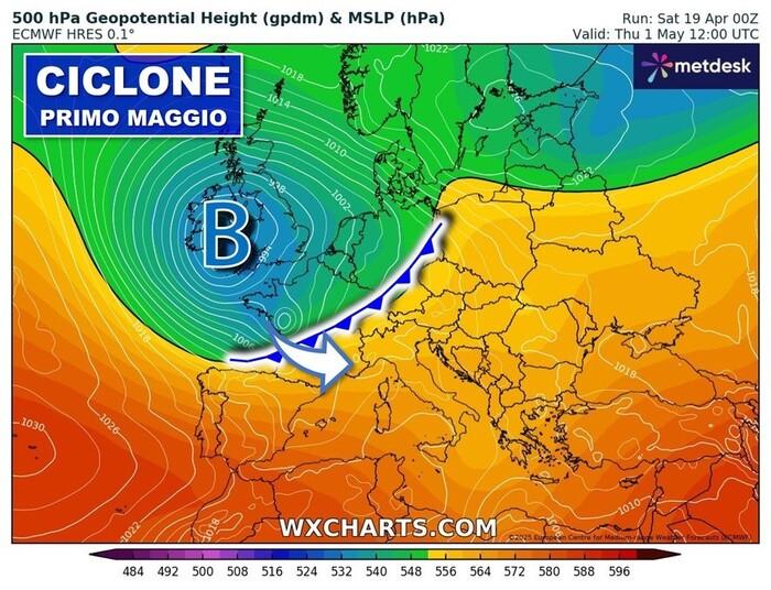 Ciclone pronto ad investire l'Italia: possibili temporali specie sulle regioni del Nord
