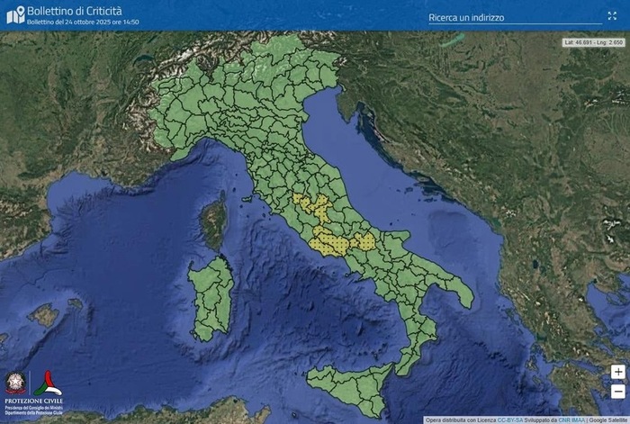 Zone in allertamento per martedì 21 ottobre