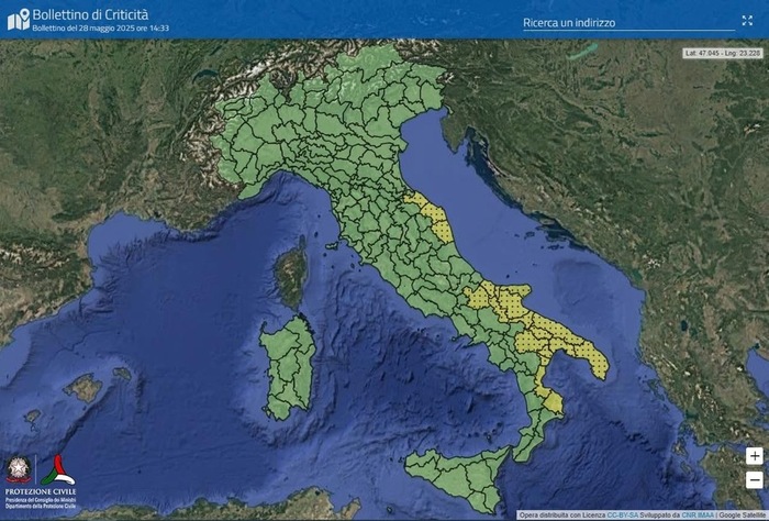 Allerta gialla giovedi 29 maggio 