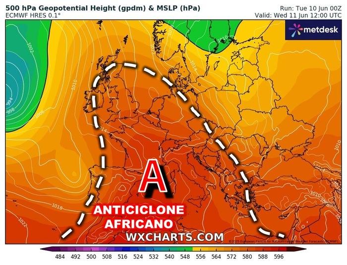Anticiclone africano Scipione in rinforzo verso l'Italia 