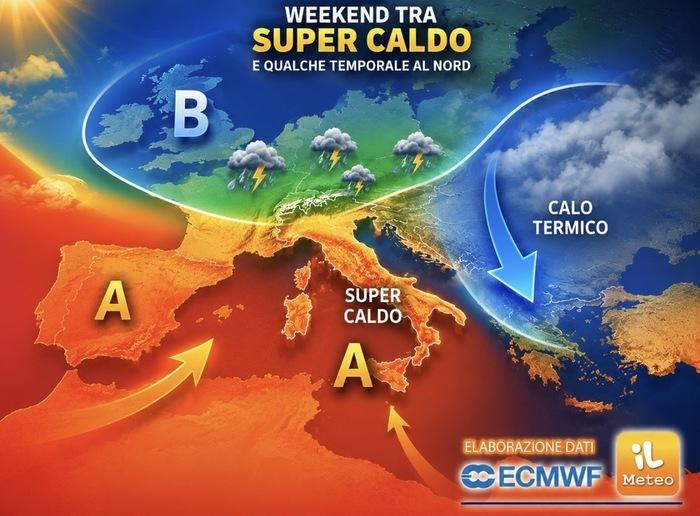Fine Settimana tra super caldo e qualche temporale al Nord, poI calo termico