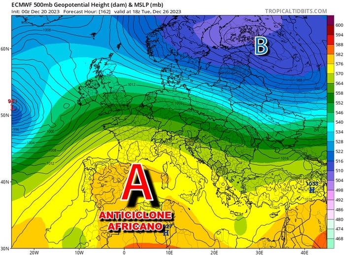 Anticiclone in rinforzo verso l'Italia proprio per le feste di Natale