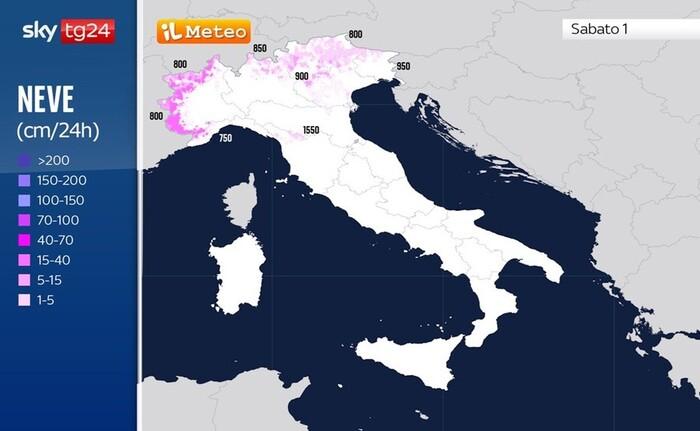 Nevicate previste per Sabato 1 Febbraio