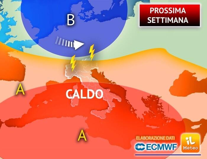 Prossima settimana tra caldo africano e un veloce break temporalesco