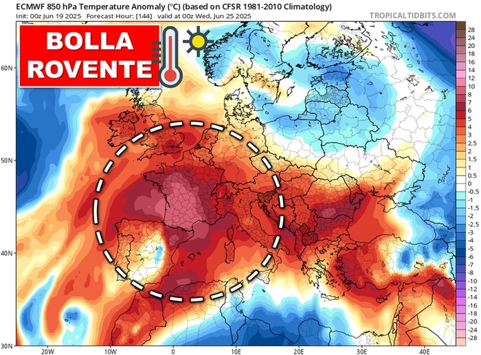 Bolla calda in arrivo sull'Europa: temperature fino a +10/12°C oltre le medie climatiche