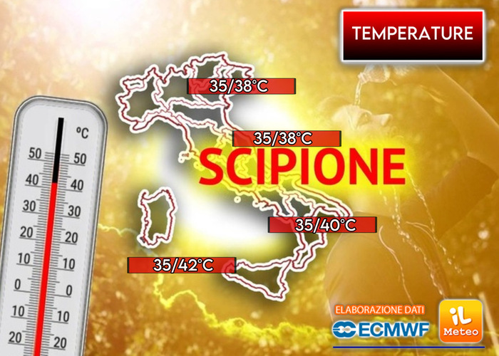 Temperature in forte aumento con l'anticiclone africano Scipione