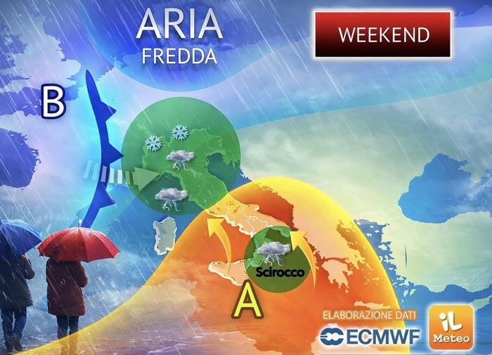 Perturbazione in transito nel weekend