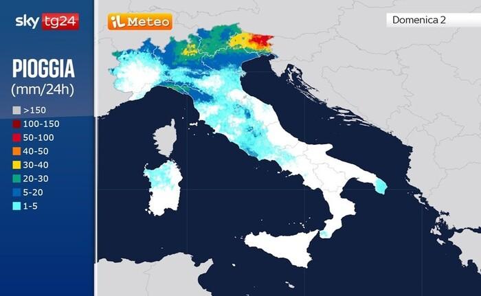 Piogge e nevicate previste per Domenica 2 Novembre