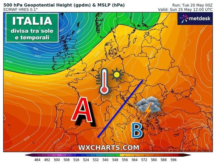 Italia spaccata in due: sole e caldo al Centro Nord; temporali al Sud e in Sicilia
