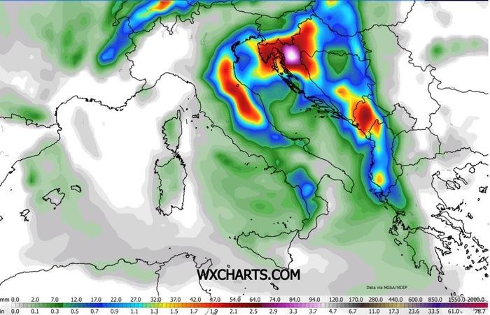 Precipitazioni previste per Giovedì 26 Marzo