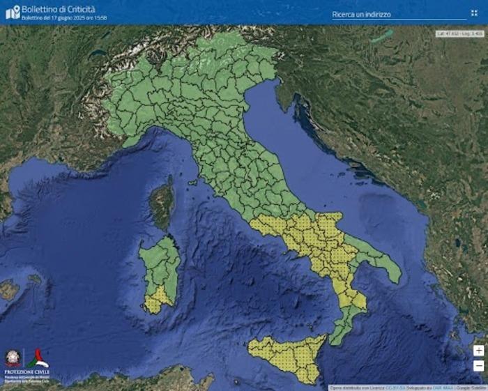 Le zone in allertamento per mercoledì 18