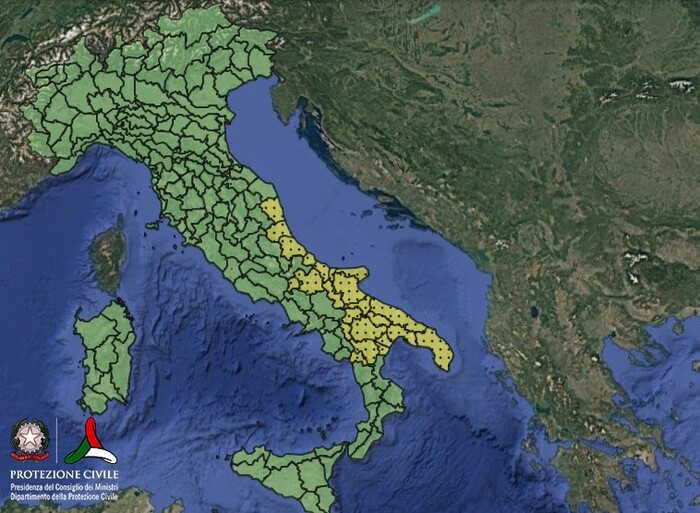 Le zone in allertamento per lunedì 4 Agosto