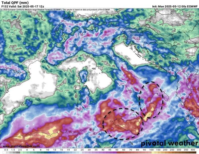 Nubifragi e piogge alluvionali sulla Sicilia previste al passaggio del ciclone simil tropicale