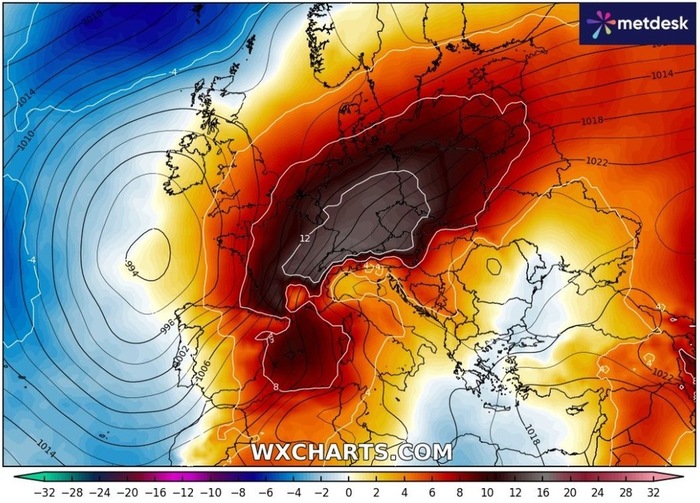 Le anomalie termiche previste dopo metà settimana