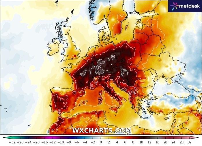 Anomalie termiche previste per l'inizio della prossima settimana