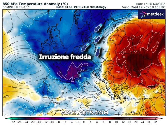 Irruzione d'aria fredda intorno al 18/19 di Novembre
