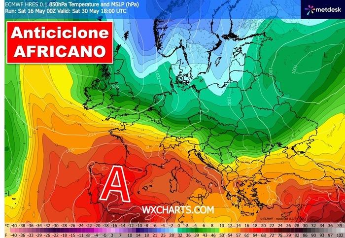 Anticiclone subtropicale in rinforzo per la fine di Maggio