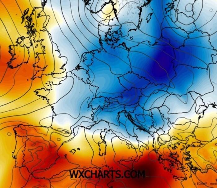 Ecco l'aria fredda che da Mercoledì 22 inizia a dilagare sulle regioni del Nord e del Centro