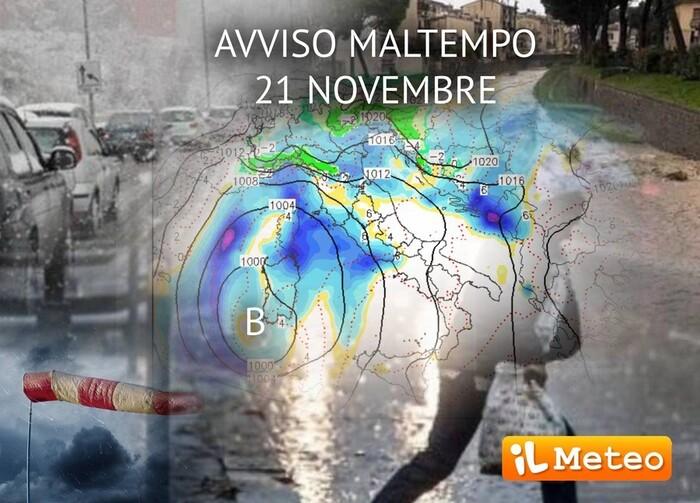Avviso meteo: da Venerdì 21 Novembre pericolosa ciclone invernale