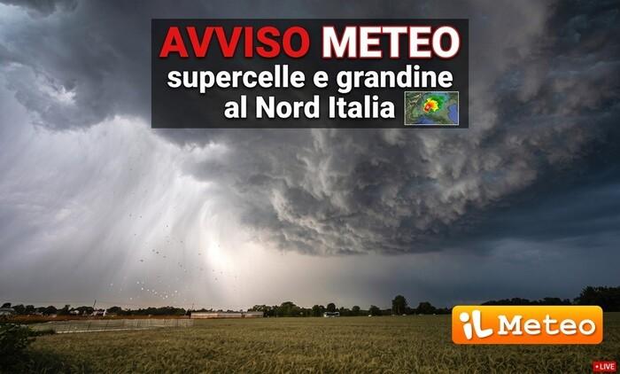 Avviso meteo: rischio grandine e forti colpi di vento