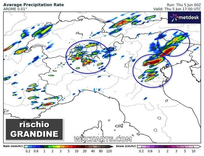 Zone a rischio grandine nelle prossime ore Zone a rischio grandine nelle prossime ore
