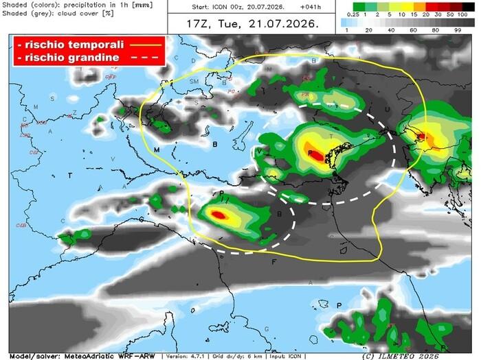Previsioni temporali per Martedì 21 Luglio