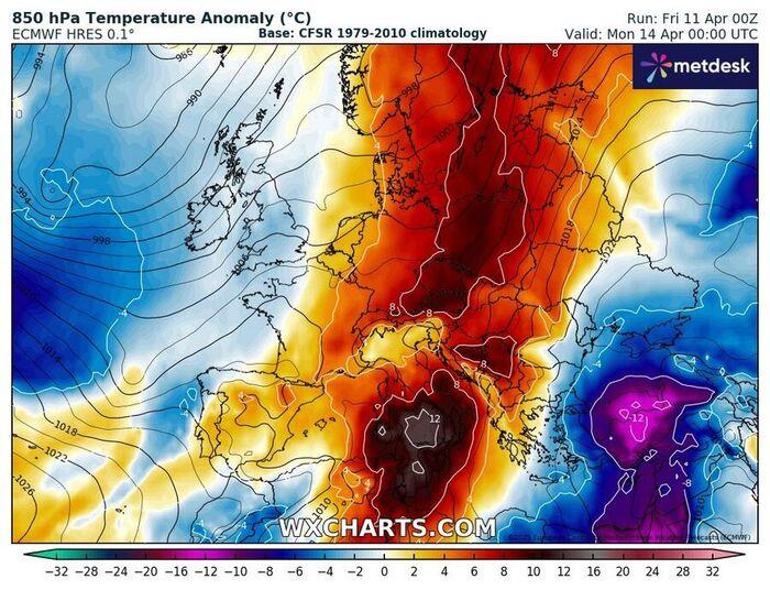 Caldo, anomali termica importante sull'Europa