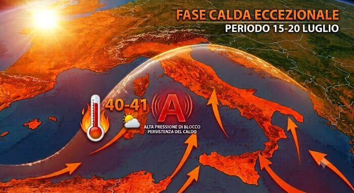 Tendenza seconda metà di Luglio: previste temperature estreme, +3°C sopra la media
