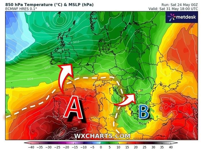 Anticiclone africano in rinforzo verso l'Italia dal 29-30 Maggio