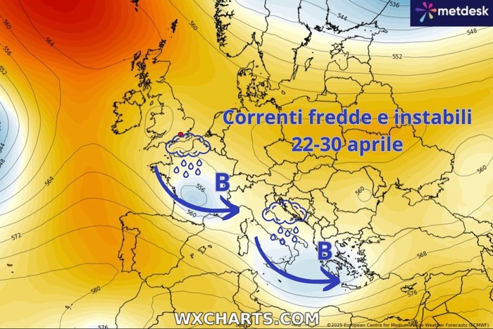 Passaggio di correnti fresche sull'Italia