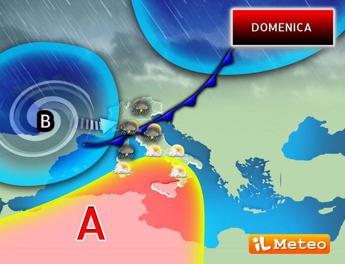 Domenica con forti piogge, temporali e nubifragi