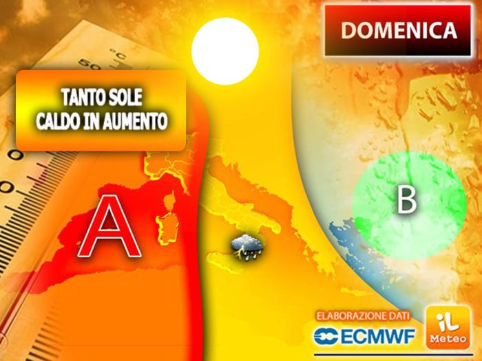 Domenica di sole e di caldo, ma con qualche temporale sui rilievi del Sud