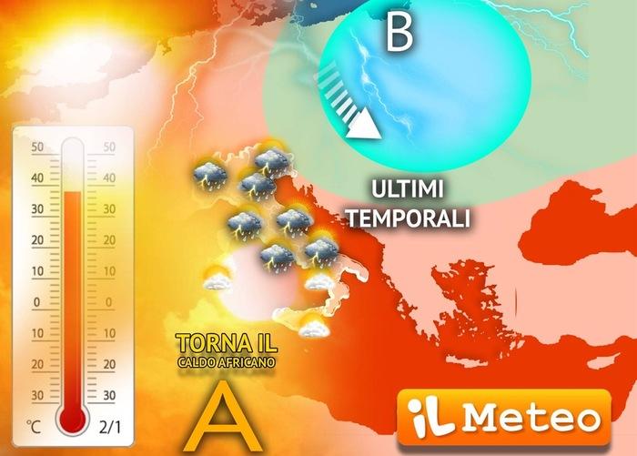 Domenica con temporali, poi torna il caldo con l'Anticiclone Africano