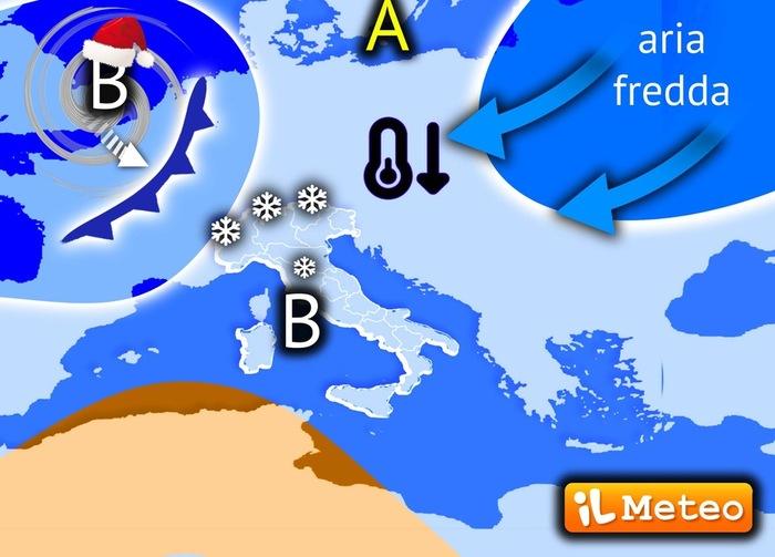 Freddo pioggia e neve per Natale