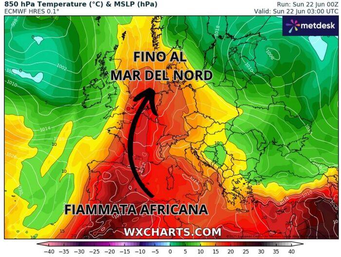 Fiammata africana fino al Mar del Nord
