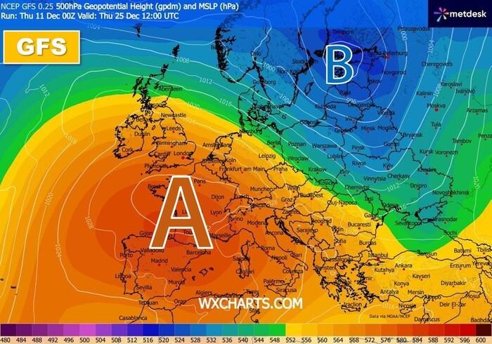 Ipotesi modello americano (GFS): alta pressione stabile su Europa e Italia