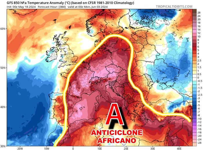 L'anticiclone africano prova a distendersi sul bacino del Mediterraneo a Giugno