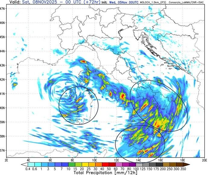 Zone a rischio nubifragi e piogge battenti nel corso di Venerdì 7 Novembre