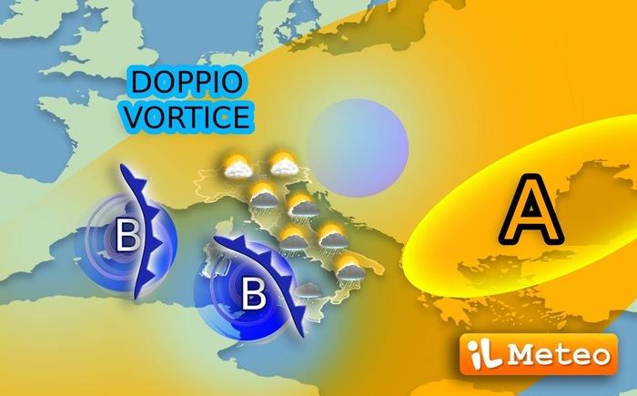 Doppio vortice in arrivo, conseguenze in Italia nel Fine Settimana