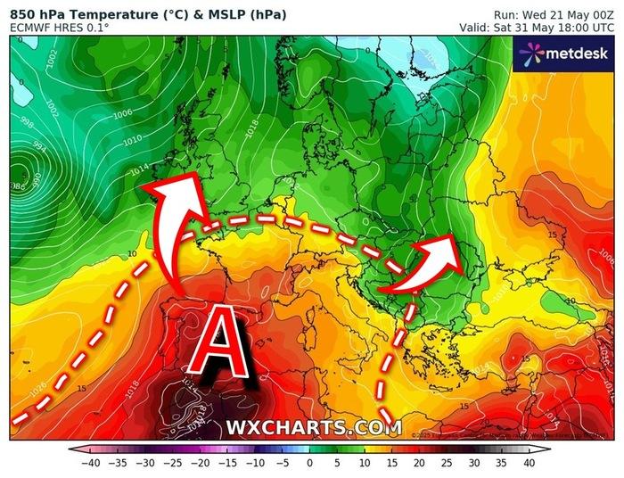 Anticiclone africano in rimonta dalla giornata di Giovedì 29 Maggio